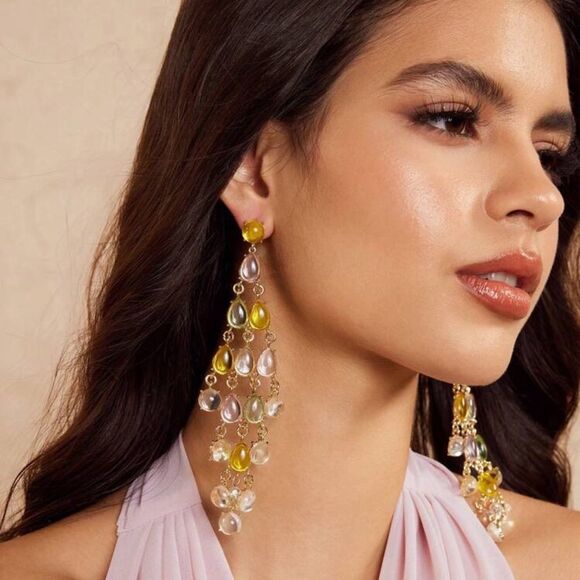 Yellow Drop Earrings A1203 - Picture 1 of 5